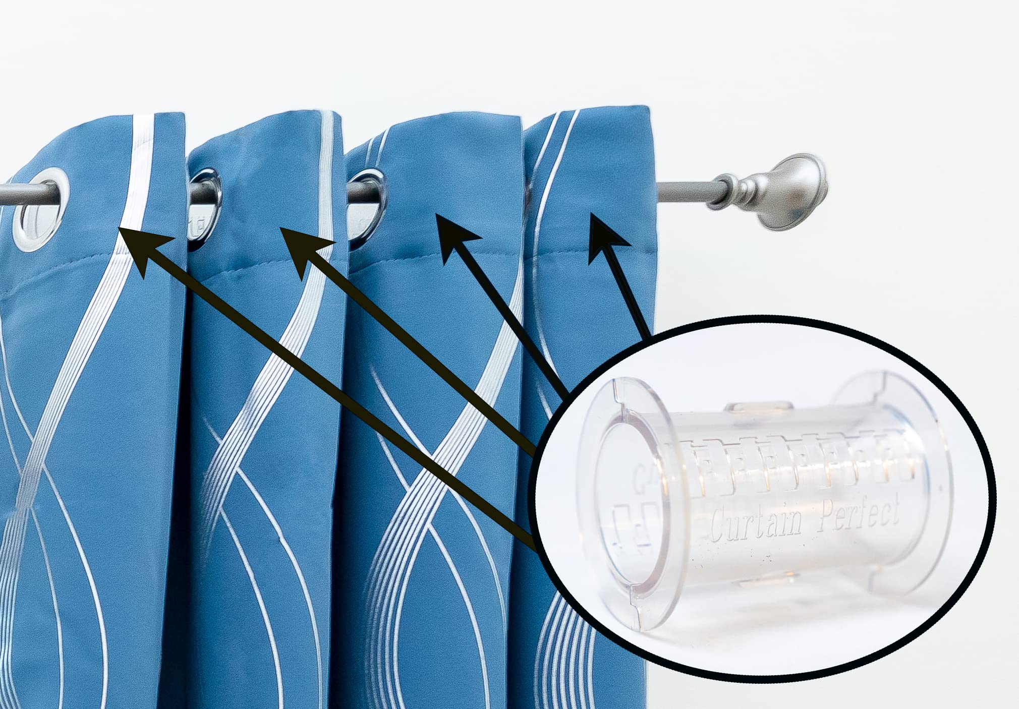 Jolof Store Large Curtain Spacers – Clear Snap-On Drapery Shapers