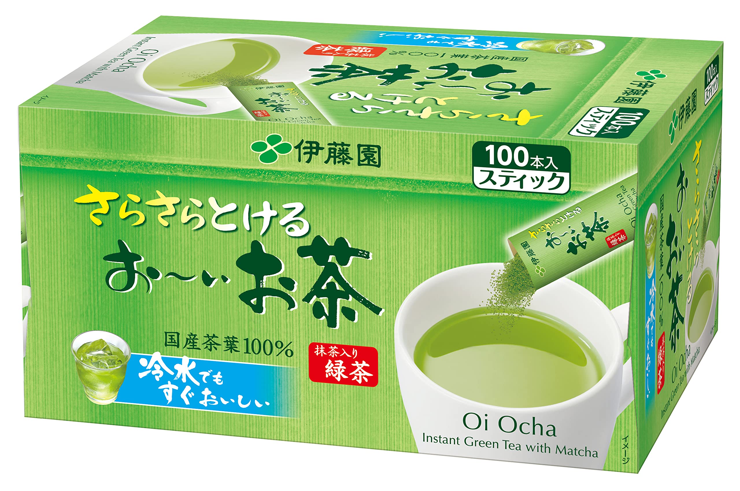 Ito En Oi Ocha Japanese Green Tea Sticks - 100 Count Matcha Blend