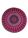 Raajsee Purple Mandala Round Beach Tapestry – 50 Inch Cotton Boho Blanket