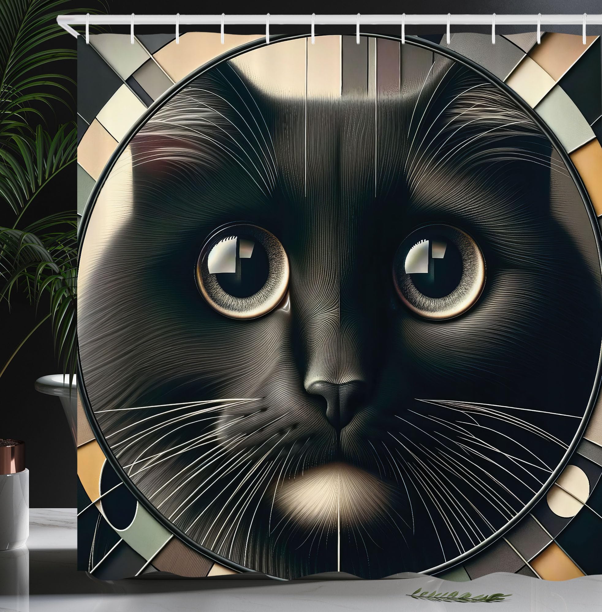Abakuhaus Cat Shower Curtain | Waterproof Fabric Bathroom Decor – 175x200cm