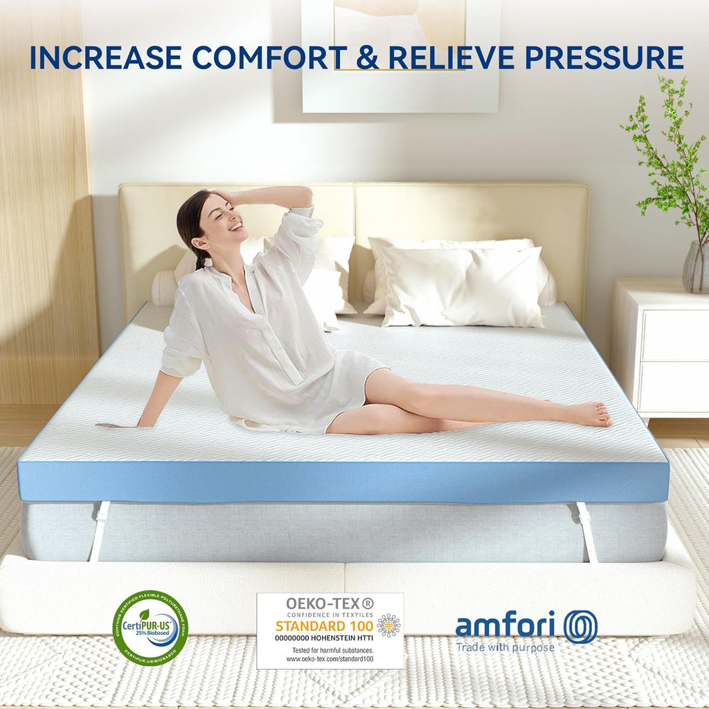 Fijinhom Double Memory Foam Mattress Topper | 10cm Dual Layer Cooling