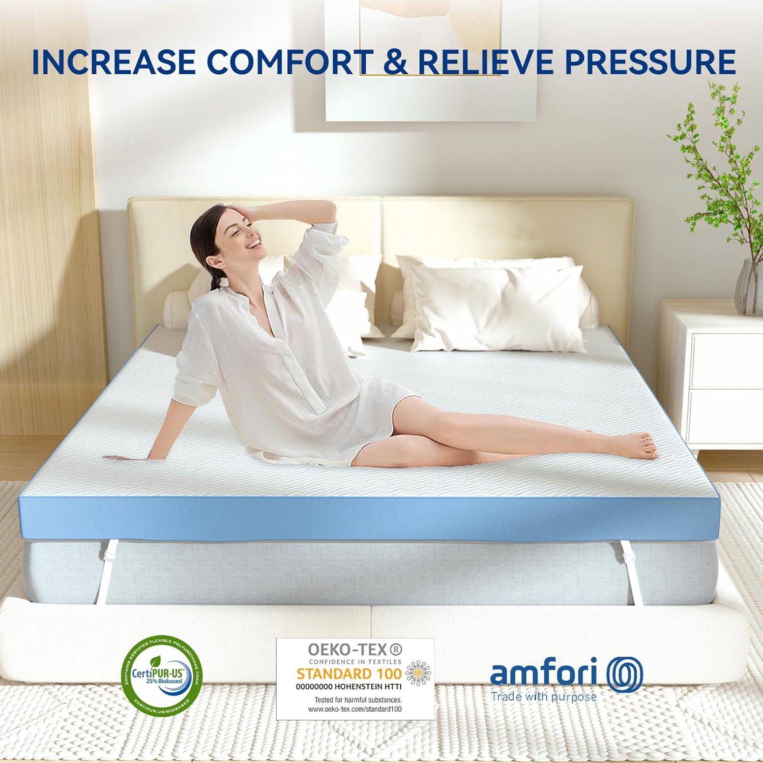 Fijinhom Double Memory Foam Mattress Topper - 10cm Dual Layer Gel