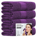 Towelogy 4 Pack Face Cloths – 100% Combed Cotton Flannels, Purple