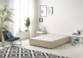 Jolof Store Premier King Bed Base | Plush Beige Upholstered Timber Frame