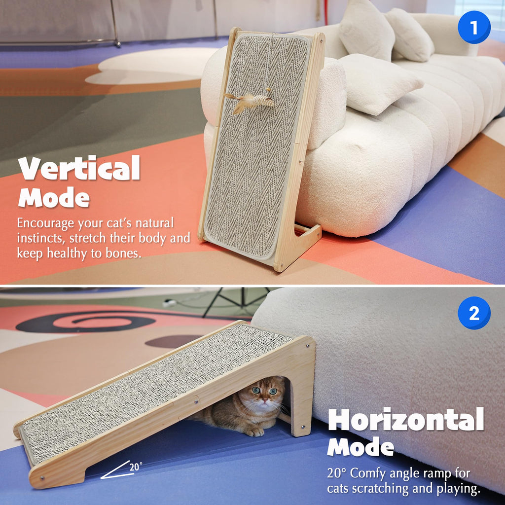 PETKARAY Sisal Cat Scratcher Ramp – L-Shape Wall Furniture Protector