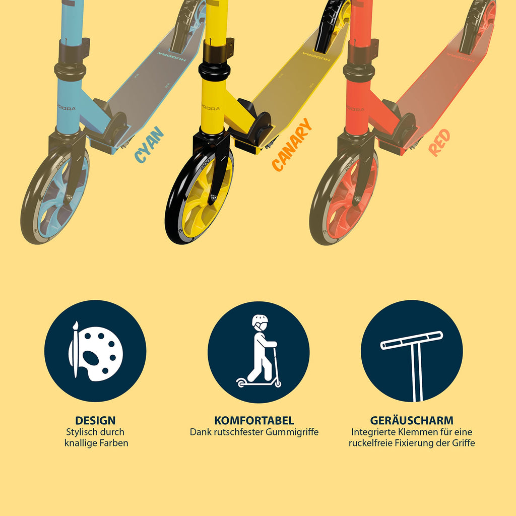 HUDORA Up 200 Foldable Kick Scooter – Height Adjustable Aluminium