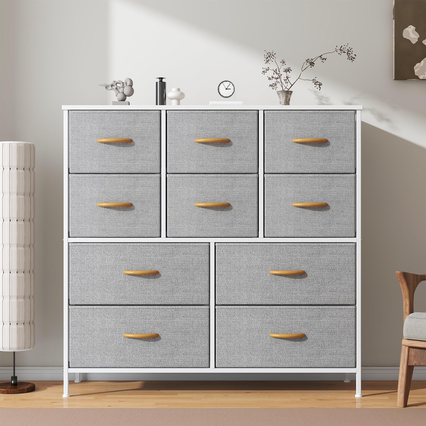 Feonase 10-Drawer Tall Dresser – Fabric Chest of Drawers for Bedroom