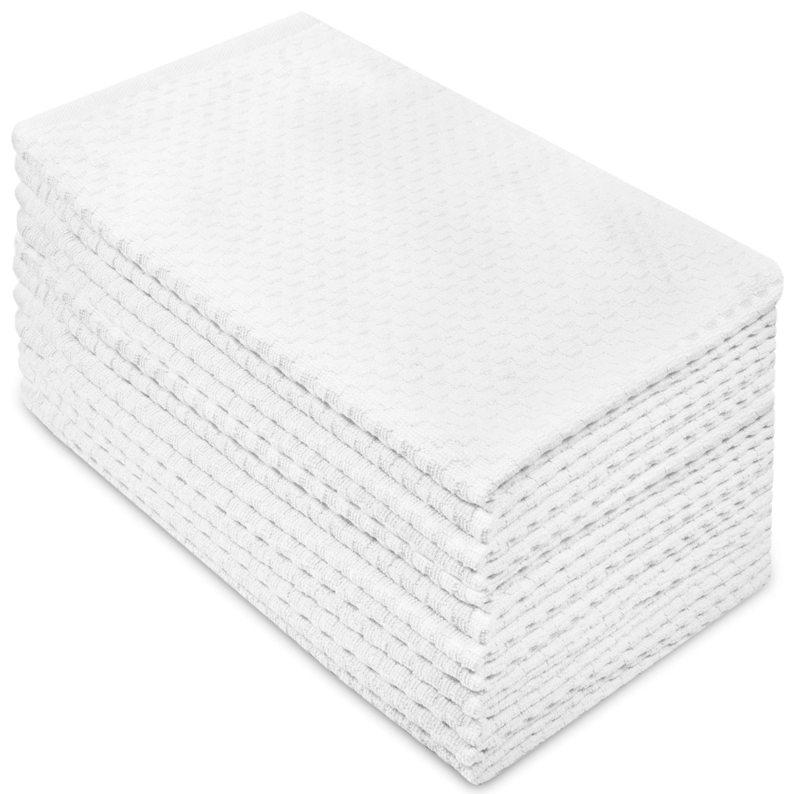 Cotton Craft Waffle Weave Kitchen Towels - 12 Pack White Cotton Dishcloths