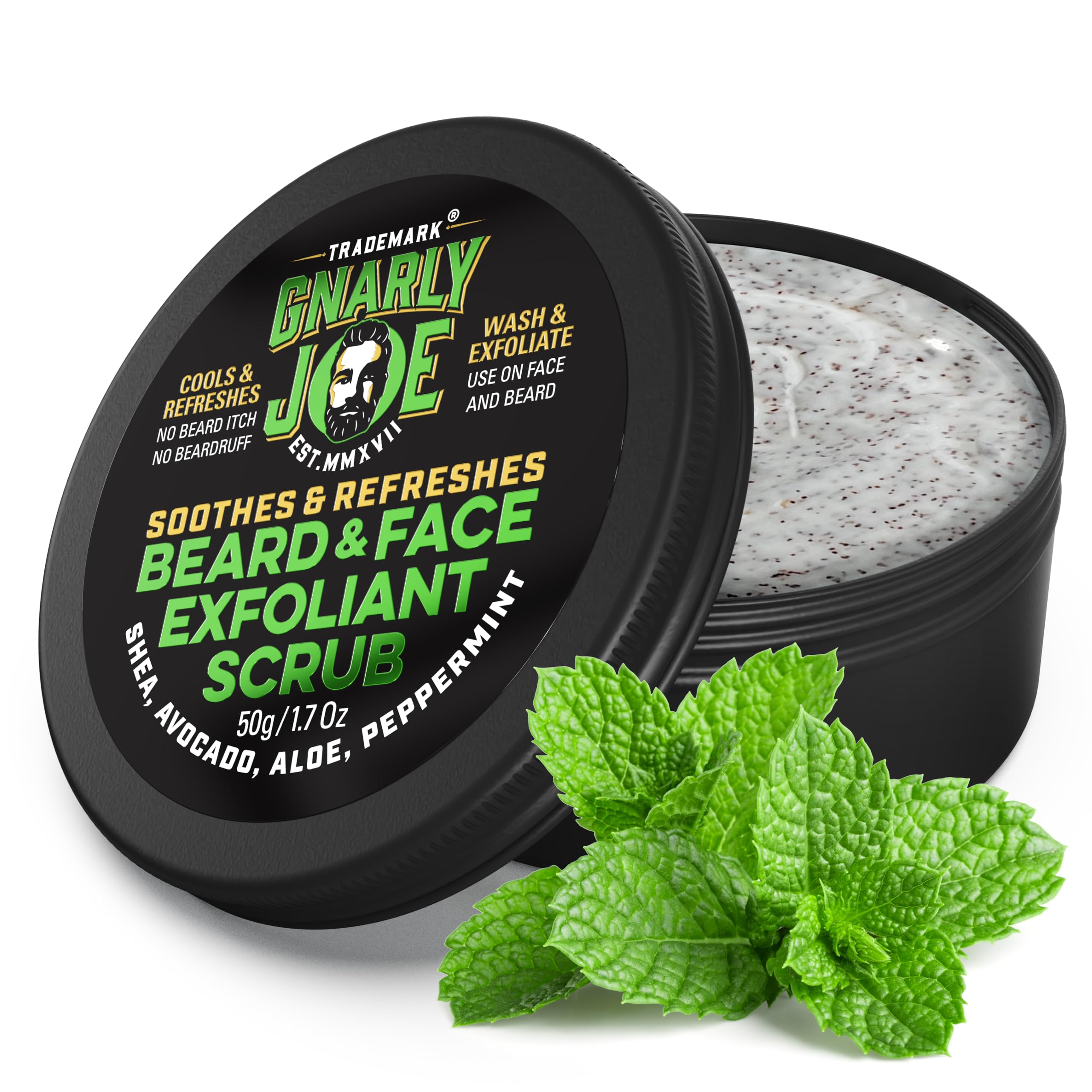 Gnarly Joe Face & Beard Exfoliator Scrub - Natural Peppermint Wash - 50g