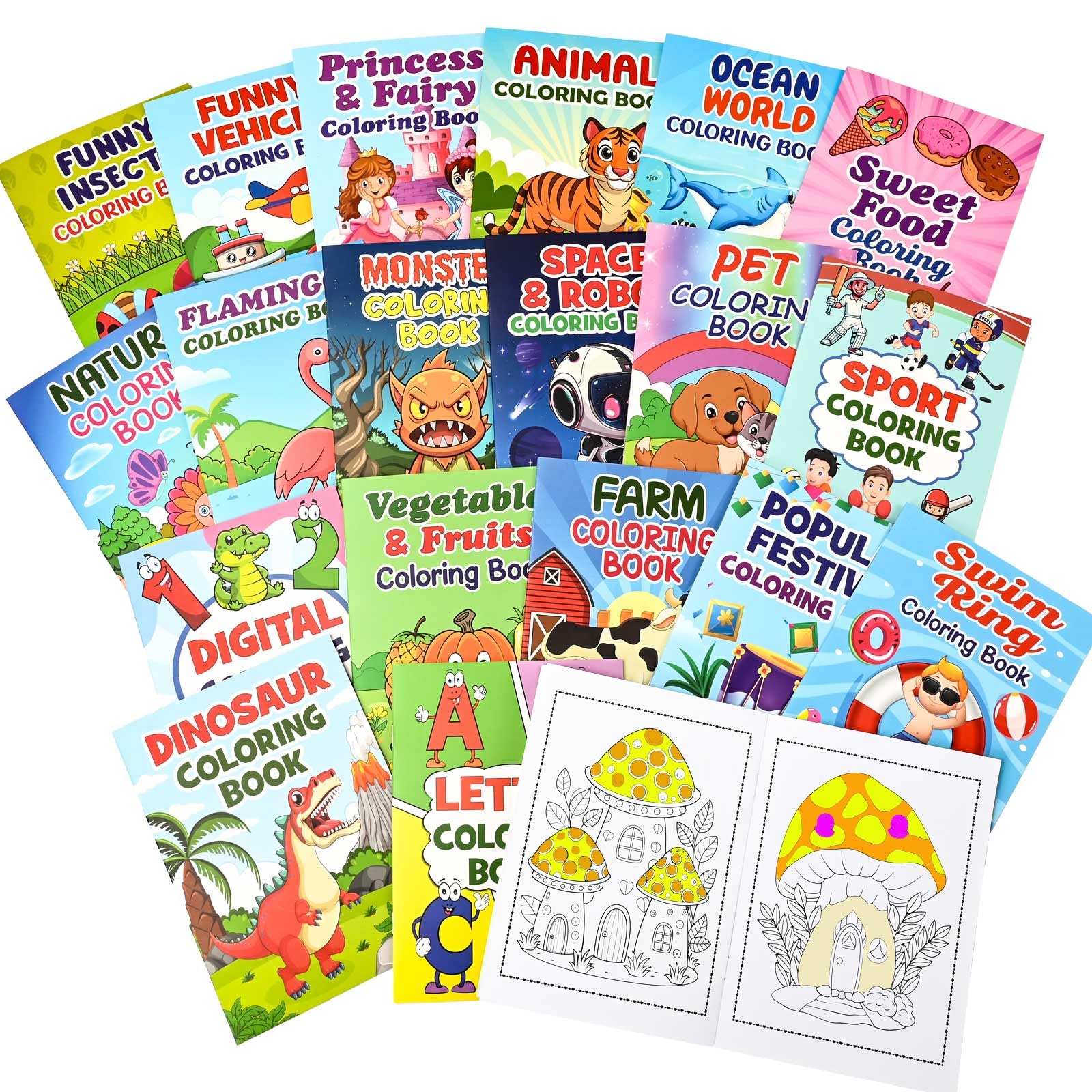 Zylota 20 Pack Kids Colouring Books – Bulk Party Favors for Ages 3-8