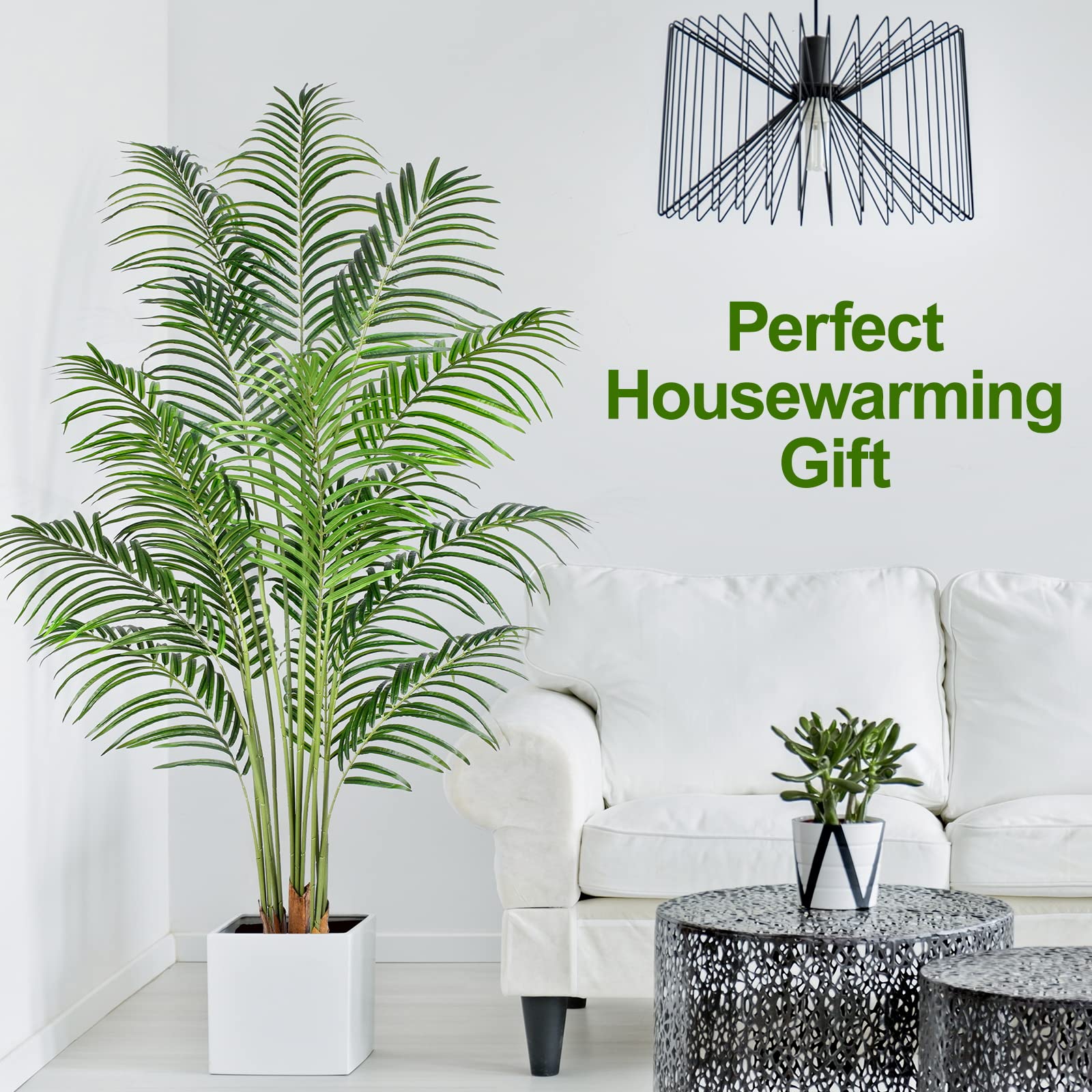Keeplush 180cm Artificial Palm Tree | Tall Faux Areca Palm with Real Bark