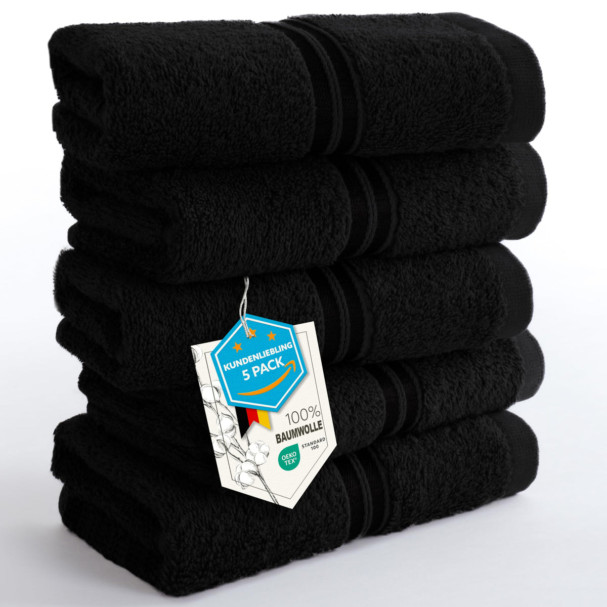 Hammetex Guest Towels Set of 5 30 x 50 cm 100% Cotton Terry Cloth - image 1