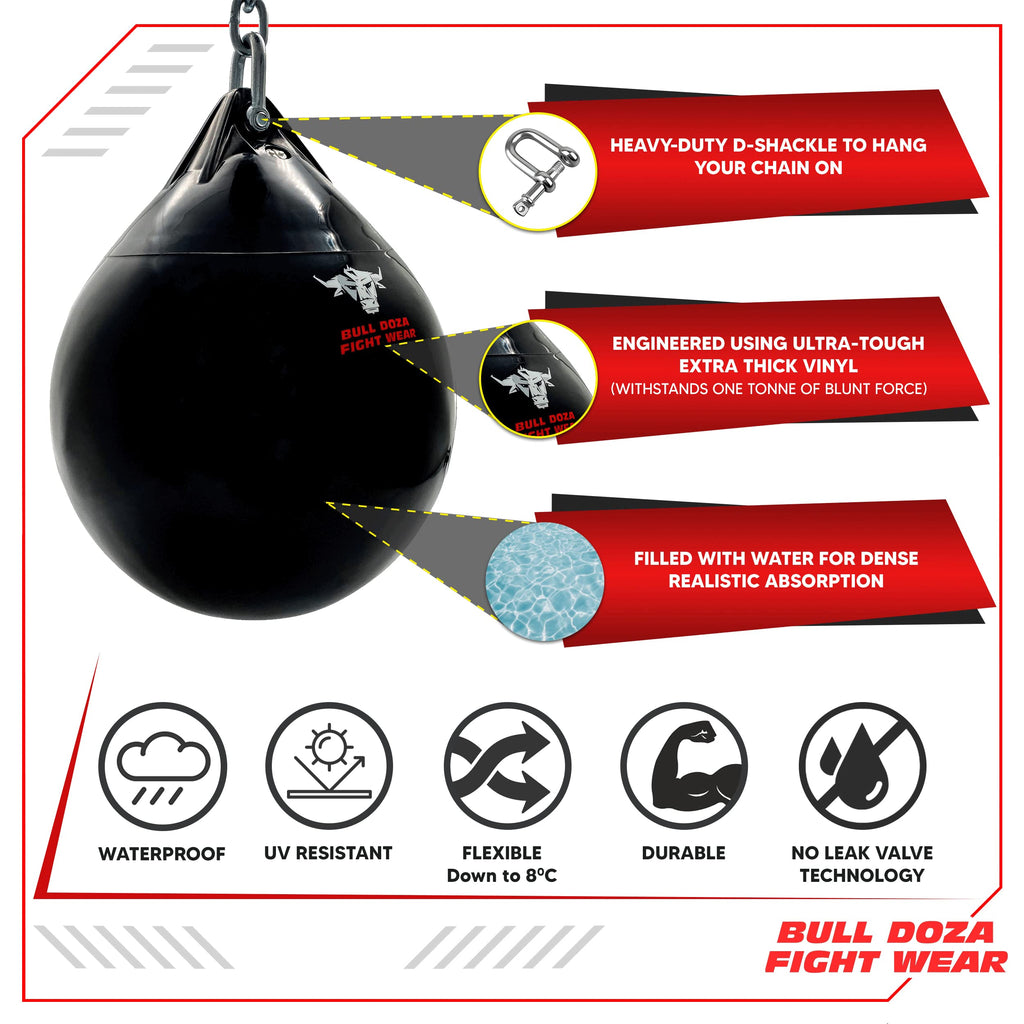 Bull Doza Fight Wear Pro Water Punch Bag - Heavy Duty Vinyl - 14kg