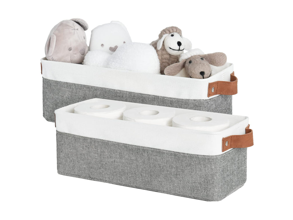 StorageWorks Narrow Storage Boxes for Shelf, Long Storage Baskets with Metal Frame, Slim Storage Boxes for Organising - image 1