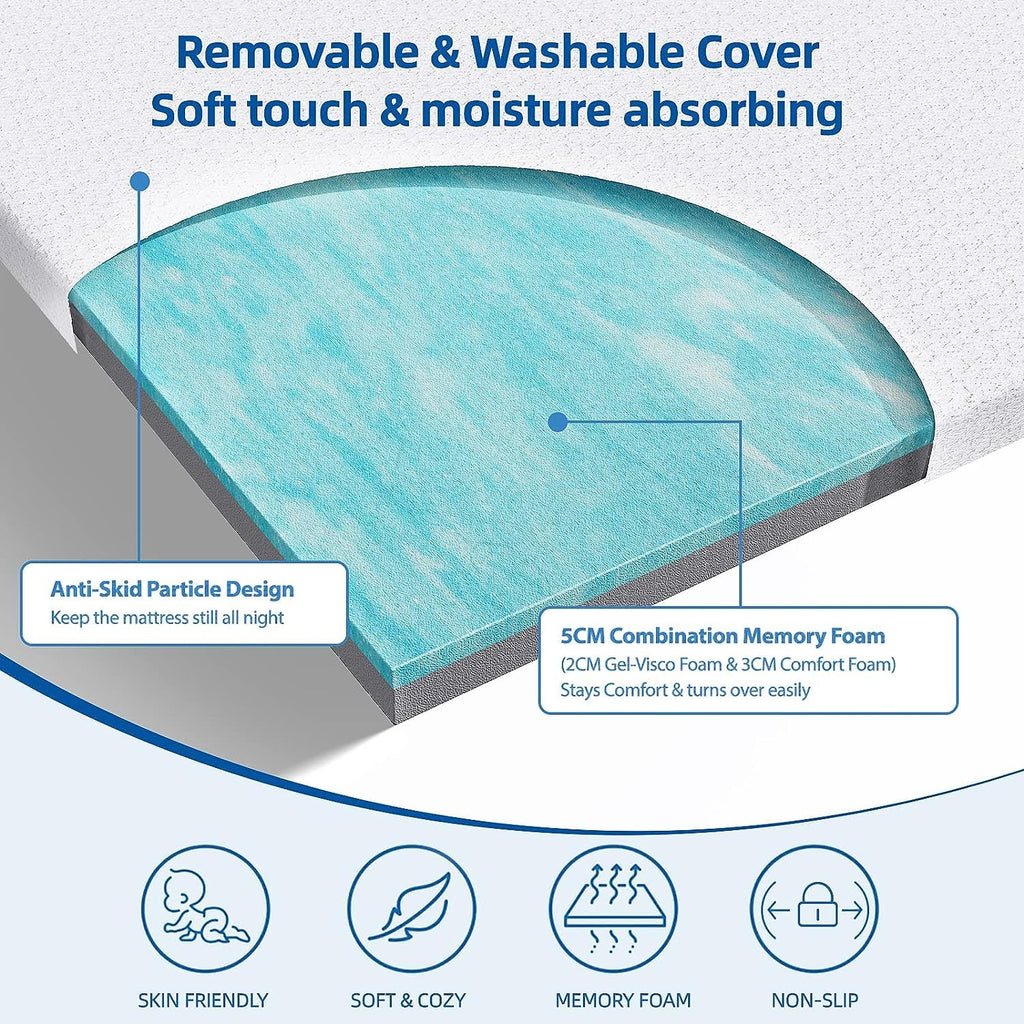 WOWTTRELAX 2 Inch Memory Foam Mattress Topper | Cooling Orthopedic Single