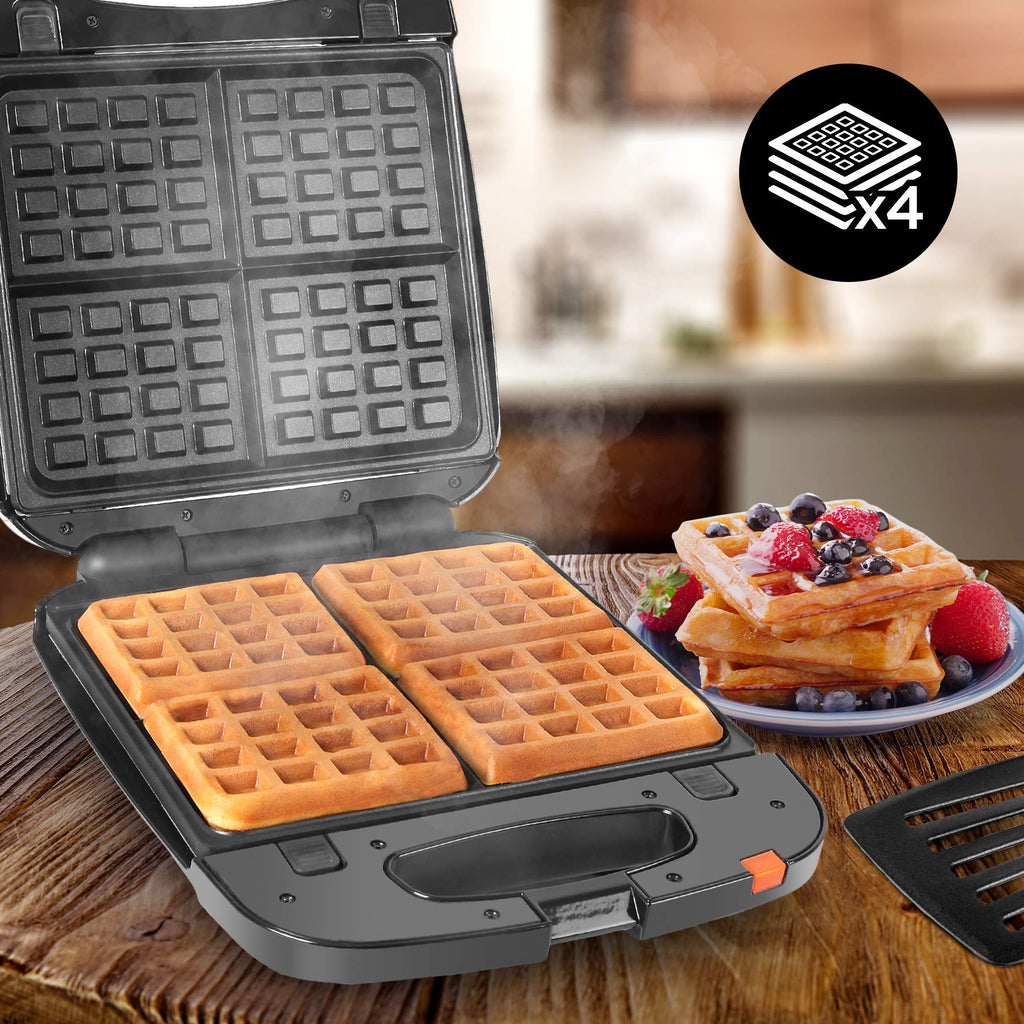 Duronic WM60 Belgian Waffle Maker – 1200W Non-Stick Iron with Removable Plates