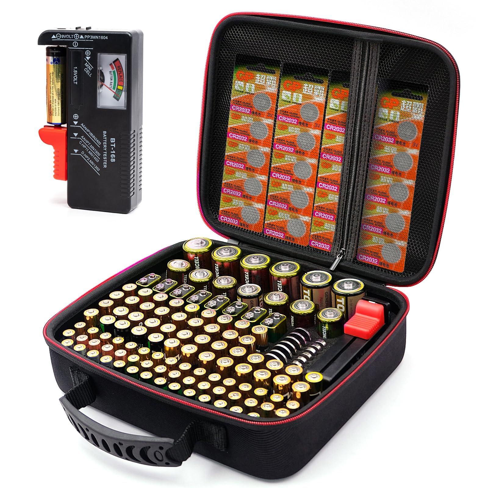 Jolof Store Battery Organizer Case with Tester - Holds 126 Batteries