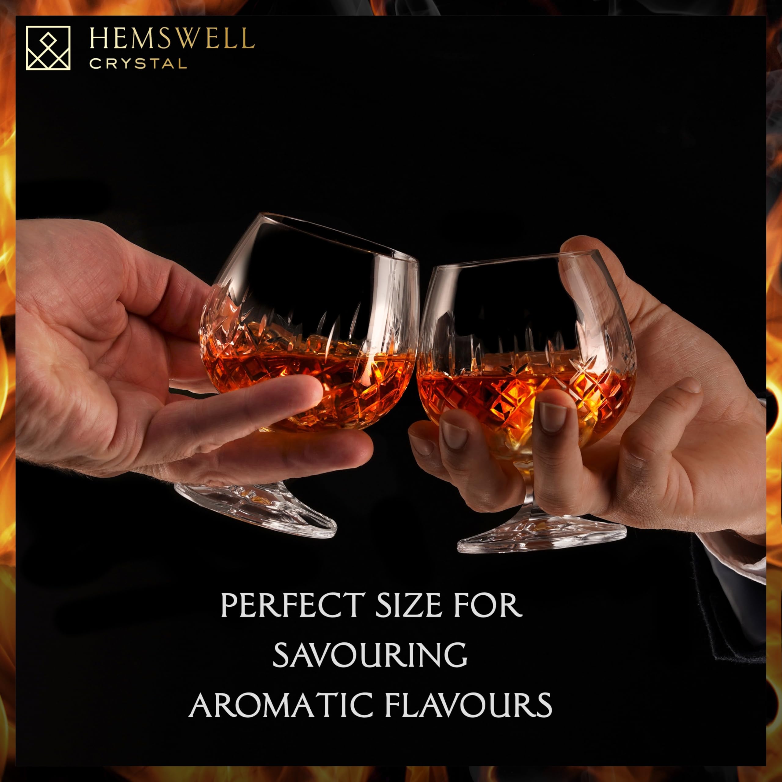 Hemswell Crystal Brandy Glasses Set of 2 | 250ml Hand-Cut Snifters