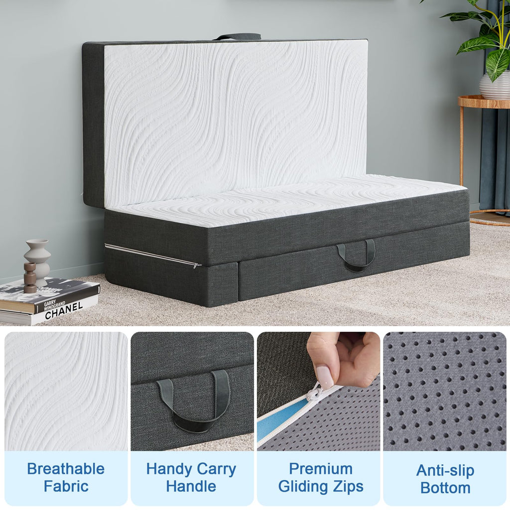 Twirest Folding Mattress,Single Foldable Memory Foam Mattress,90x190x10cm - image 5