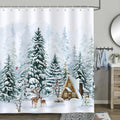 Bonhause Winter Christmas Tree Shower Curtain | Waterproof Forest Deer Decor