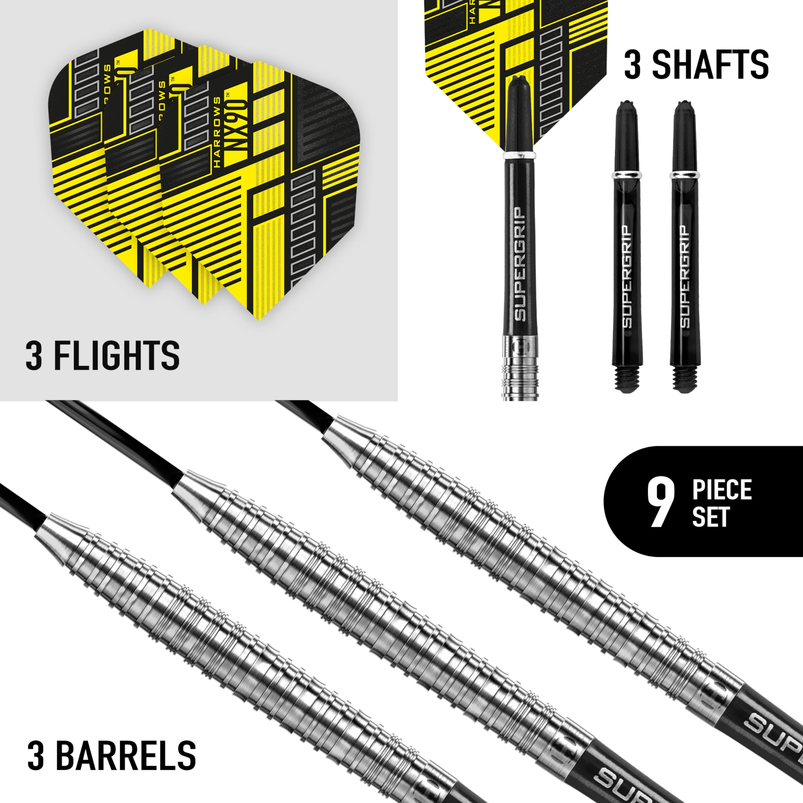 Harrows NX90 90% Tungsten Steel Tip Darts Set | Professional 25g Darts