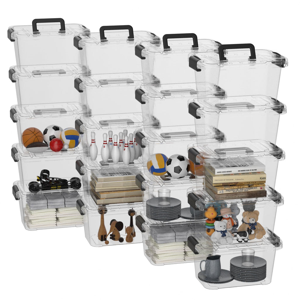 Cetomo Clear Plastic Storage Bins with Lids and Handles, 6L – 20 Pack