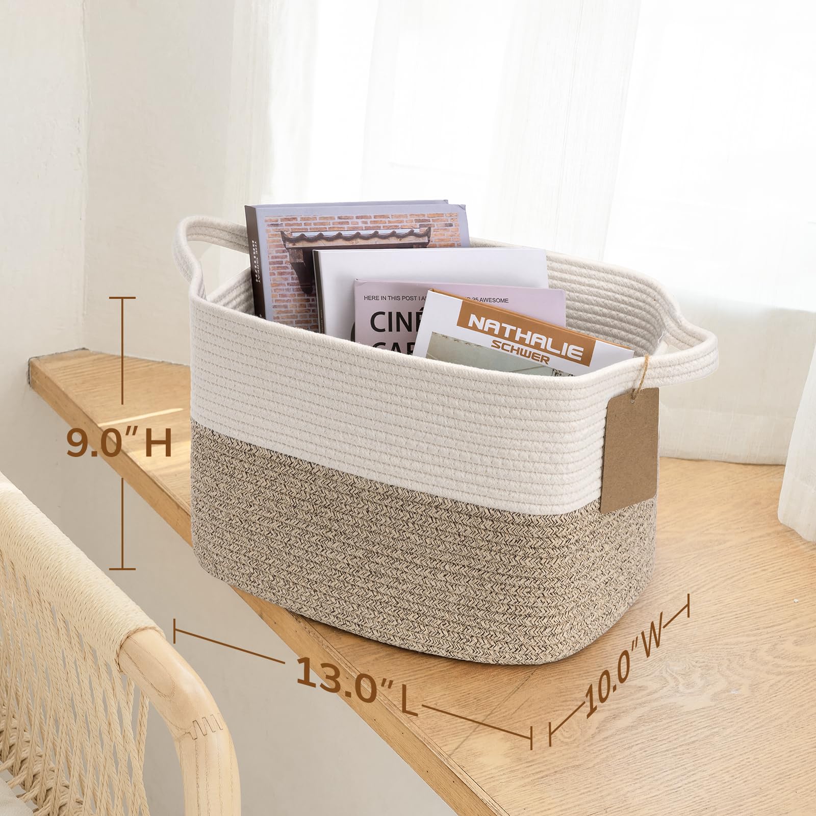 Jolof Store Cotton Rope Storage Baskets – Woven Shelf Organizers, 3 Pack