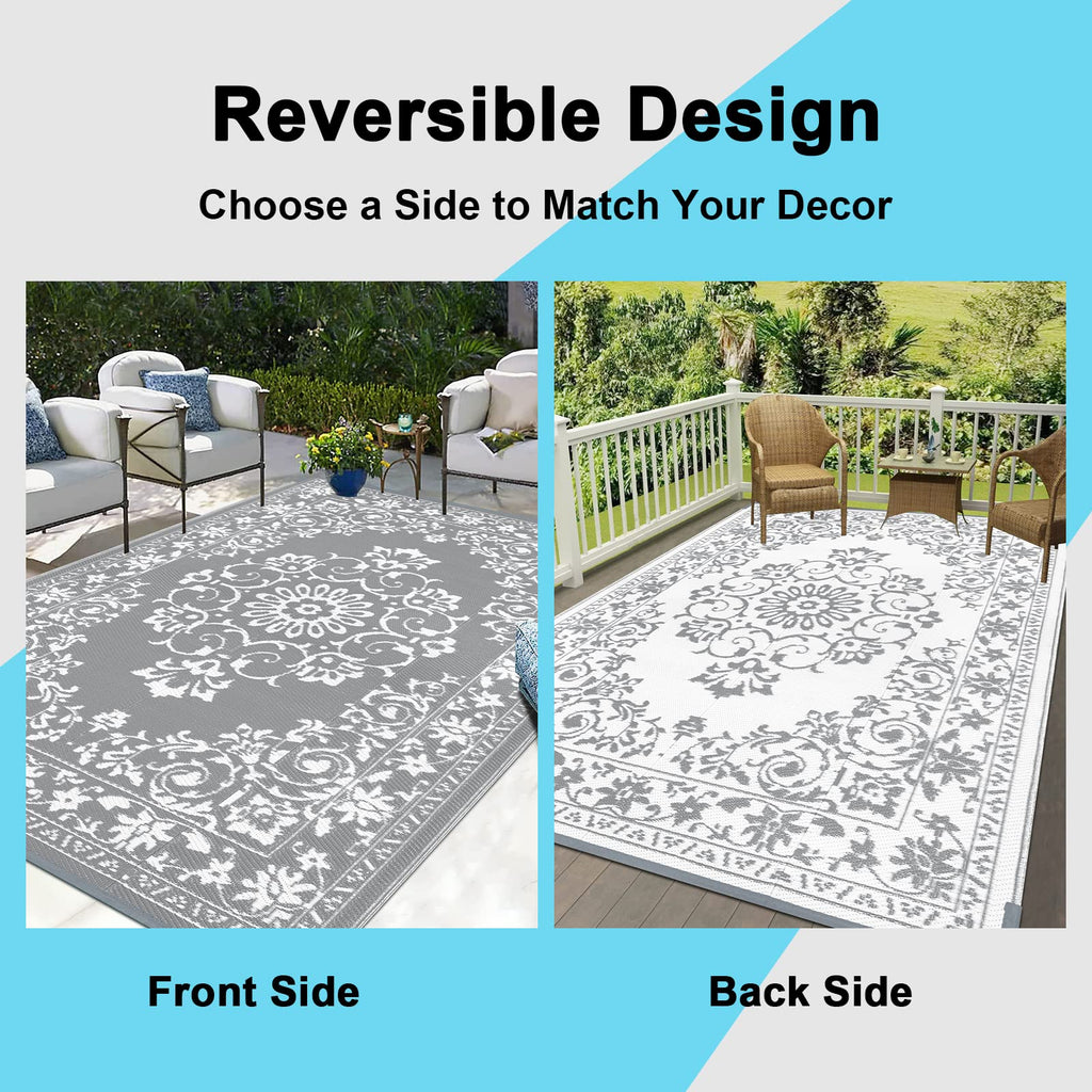 Enyhom Reversible Outdoor Rug | 180x270cm Waterproof Camping Patio Mat
