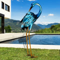 Chisheen Metal Crane Garden Statue | 29-Inch Blue Heron Yard Sculpture