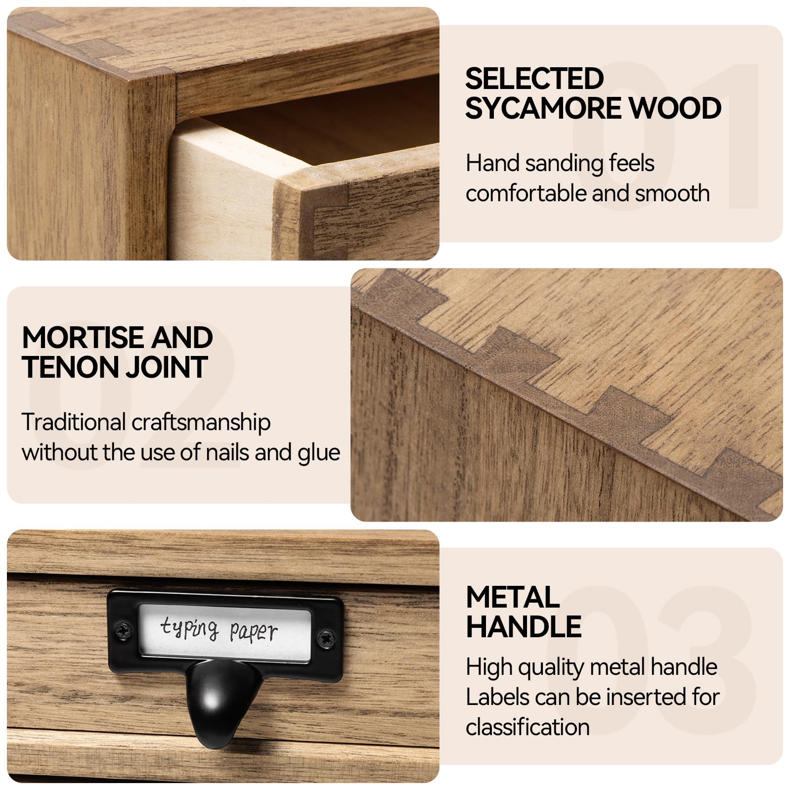 KIRIGEN Solid Wood Desktop Storage Drawers – Dark Brown Office Organizer