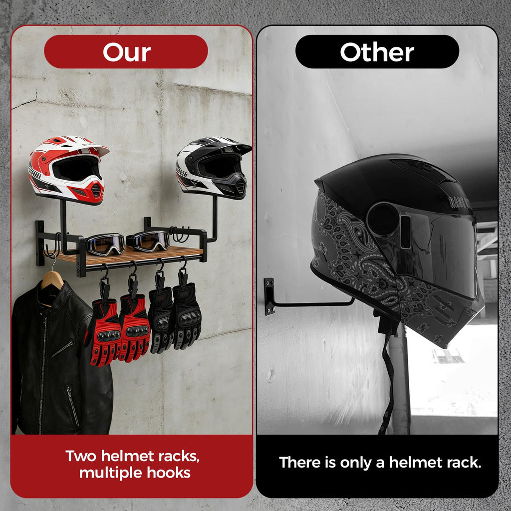 Helmet Holder Wall Mount for 2 Motorcycles, Heavy Duty Motorbike Stand - image 5
