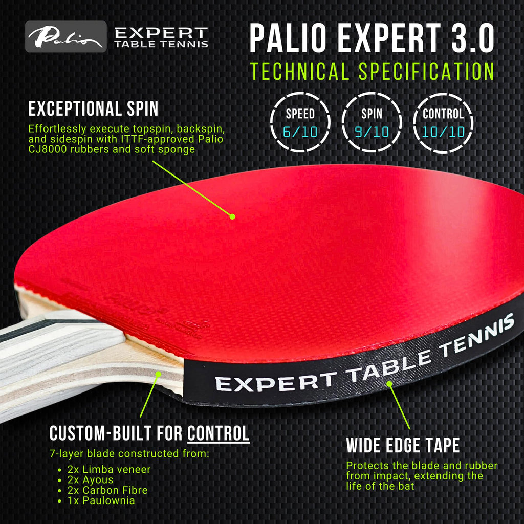 Palio Expert 3.0 Table Tennis Bat Set - ITTF Approved Ping Pong Rackets
