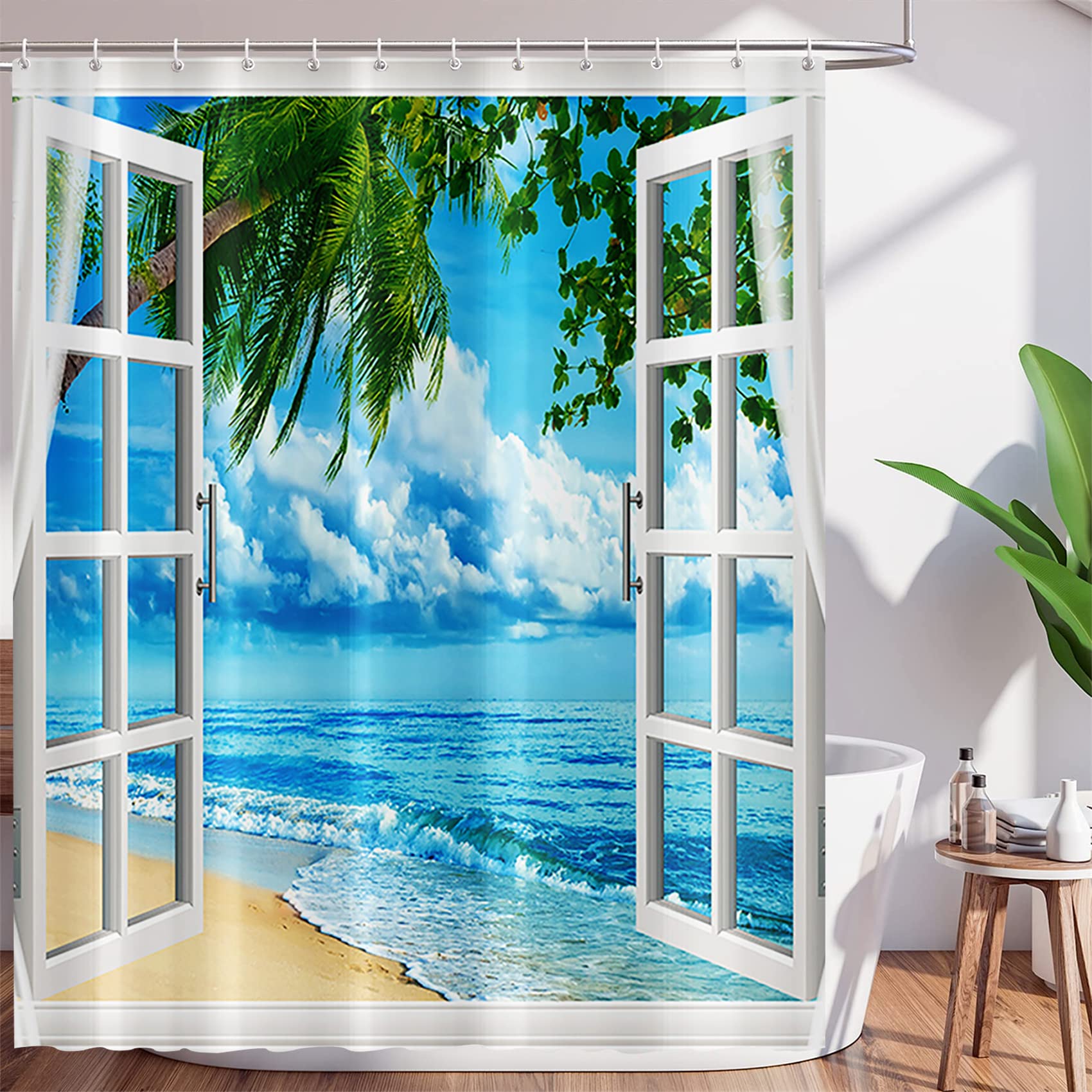 Tropical Beach Shower Curtain – 72x72 Waterproof Polyester