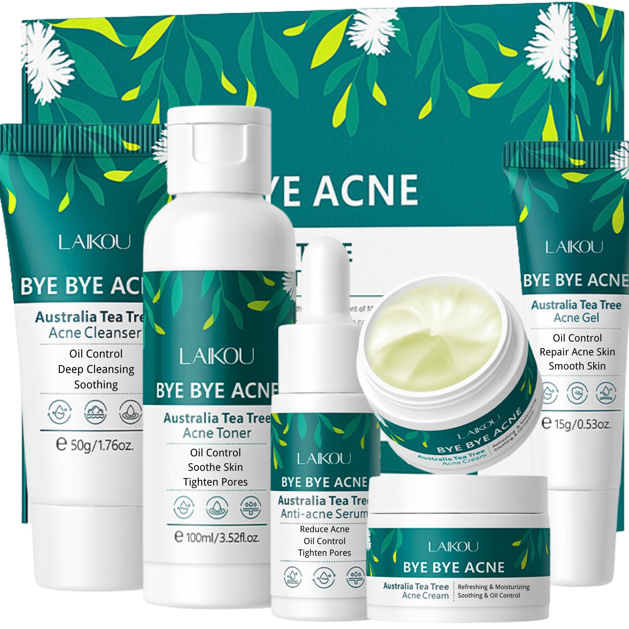 Tea Tree Acne Skin Care Set - 5-Piece Teen Skincare Kit