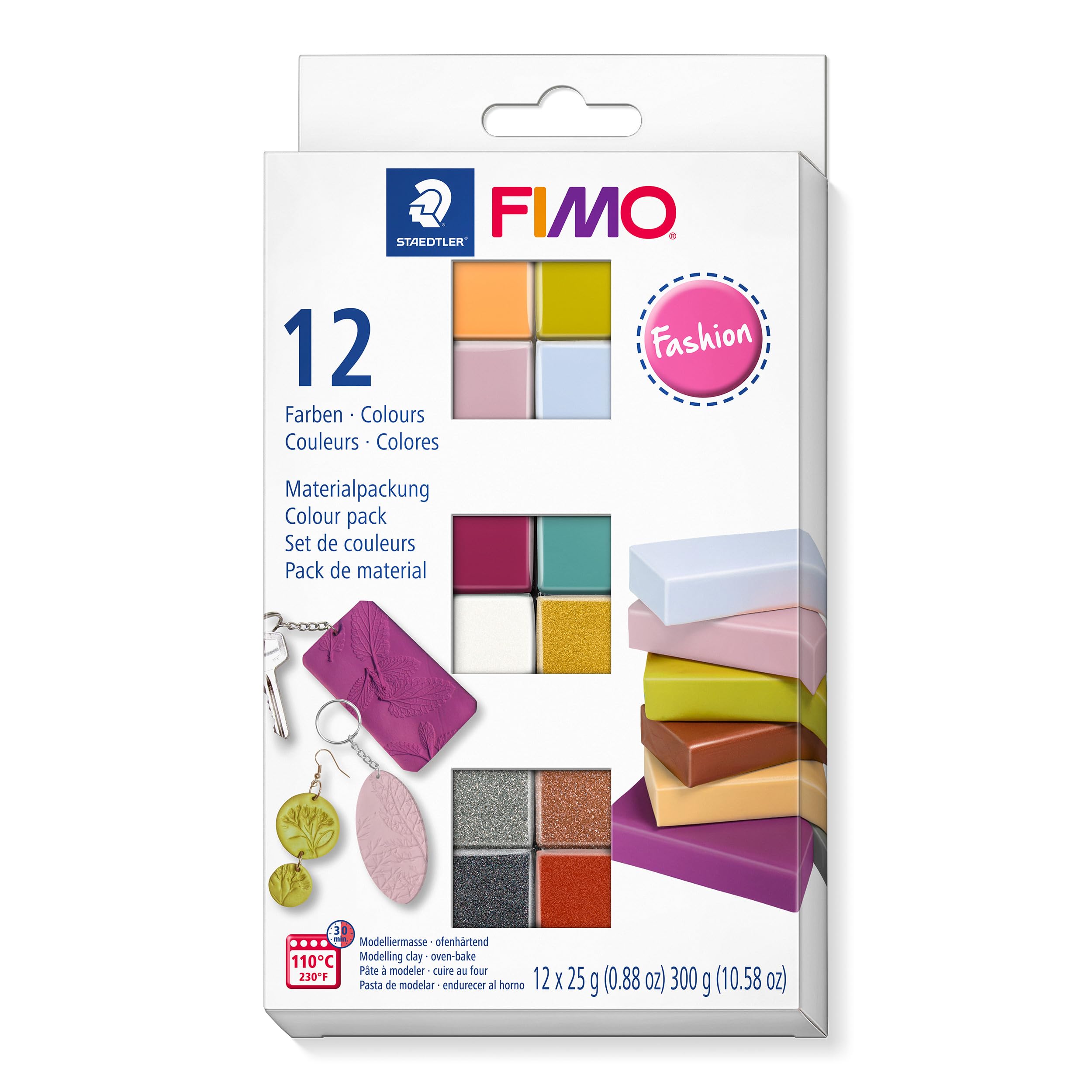 STAEDTLER FIMO Soft Polymer Modelling Clay – Fashion Colours, 12 Pack