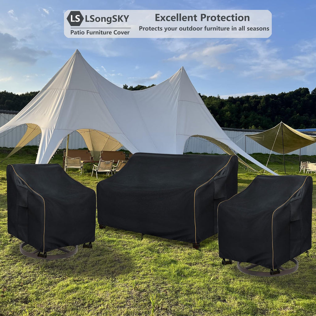 LSongSKY Waterproof Swivel Patio Lounge Chair Covers, 2 Pack – 600D Oxford