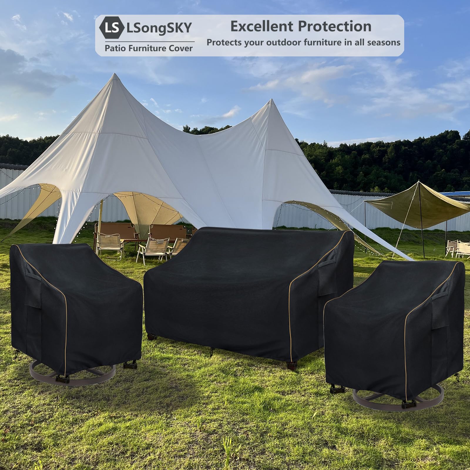 LSongSKY Waterproof Swivel Patio Lounge Chair Covers, 2 Pack – 600D Oxford