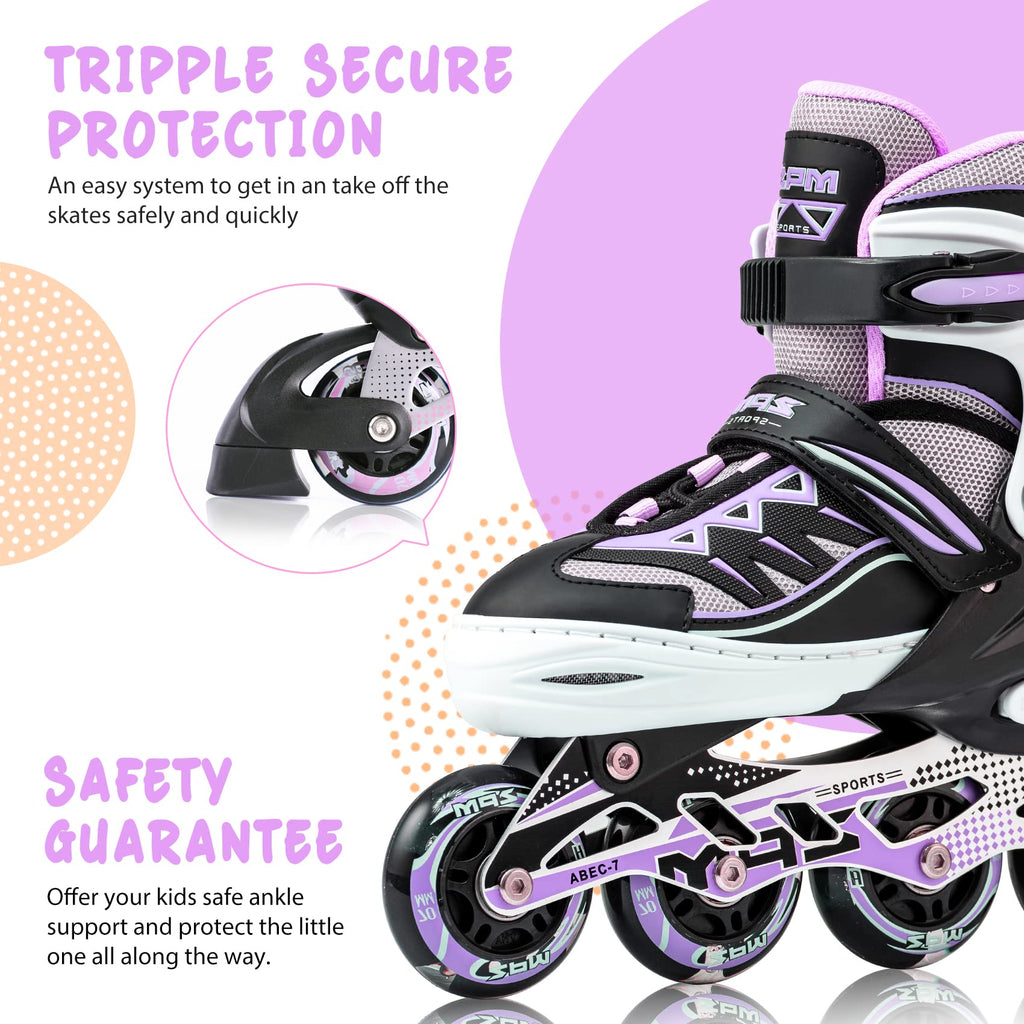 2pm Sports Light up Inline Skates - Adjustable Beginner Skates, Purple