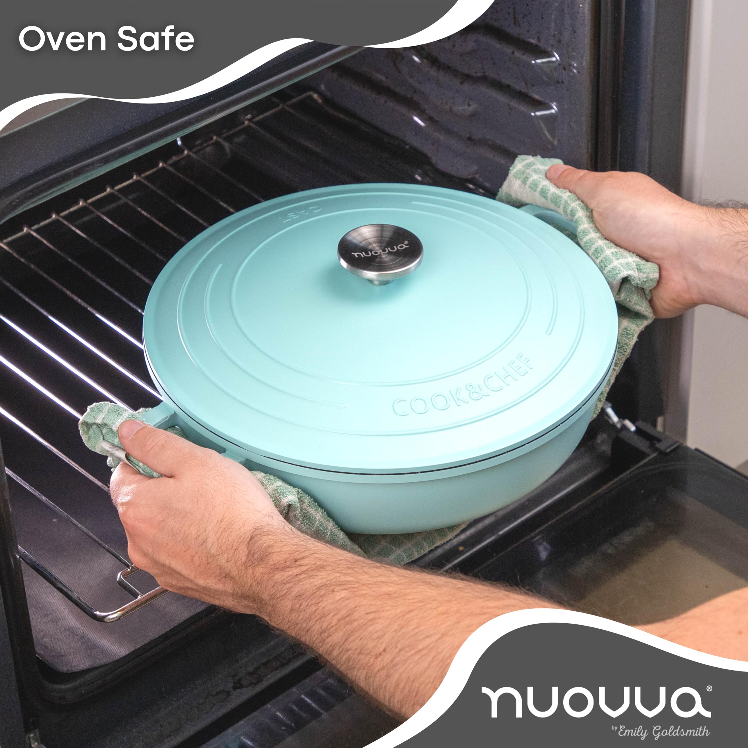 Nuovva Shallow Dutch Oven – 3.9L Non-Stick Aluminium Casserole Dish, Teal
