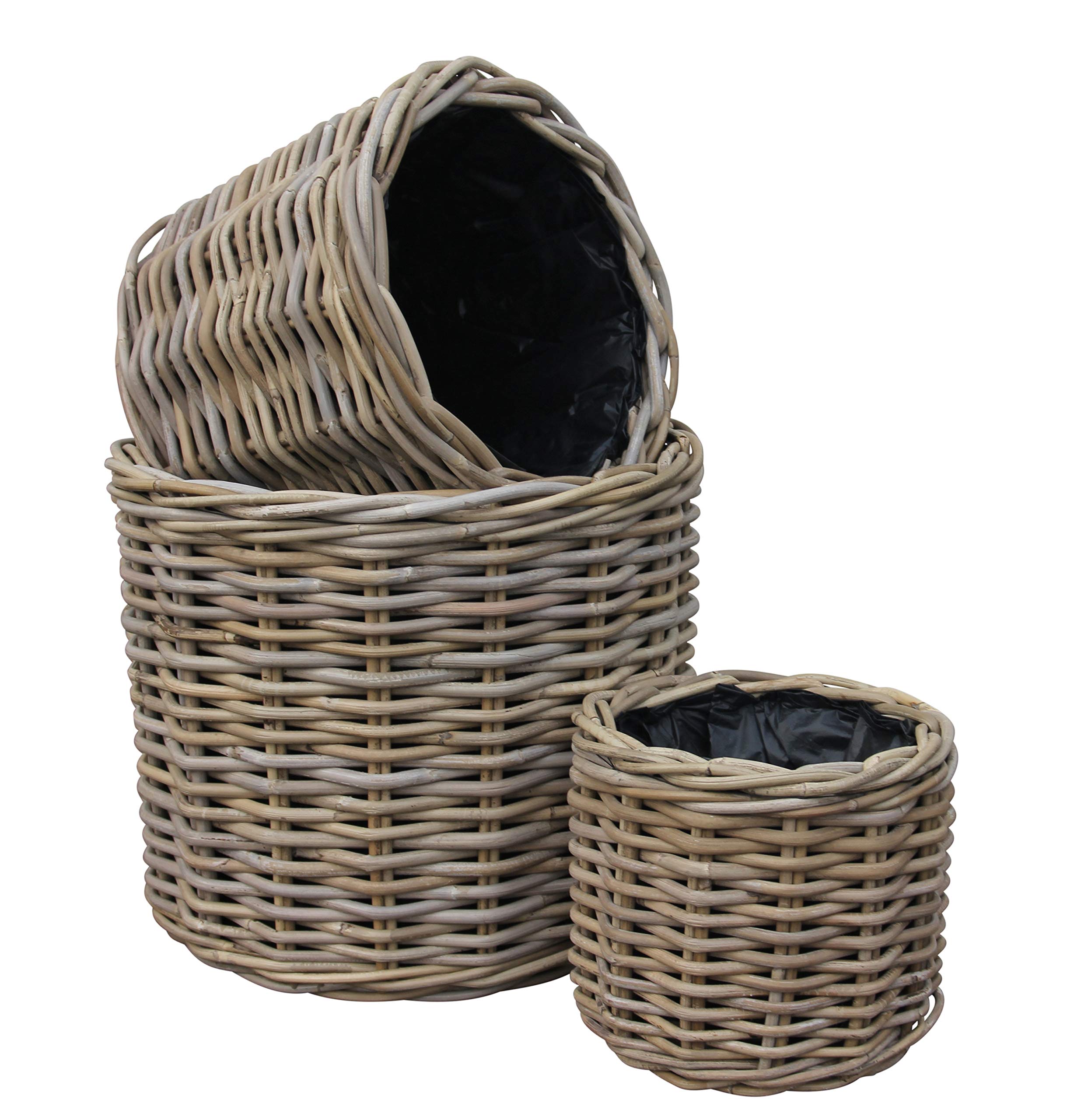 Large Round Kuba Rattan Planter – Plastic Lined Basket