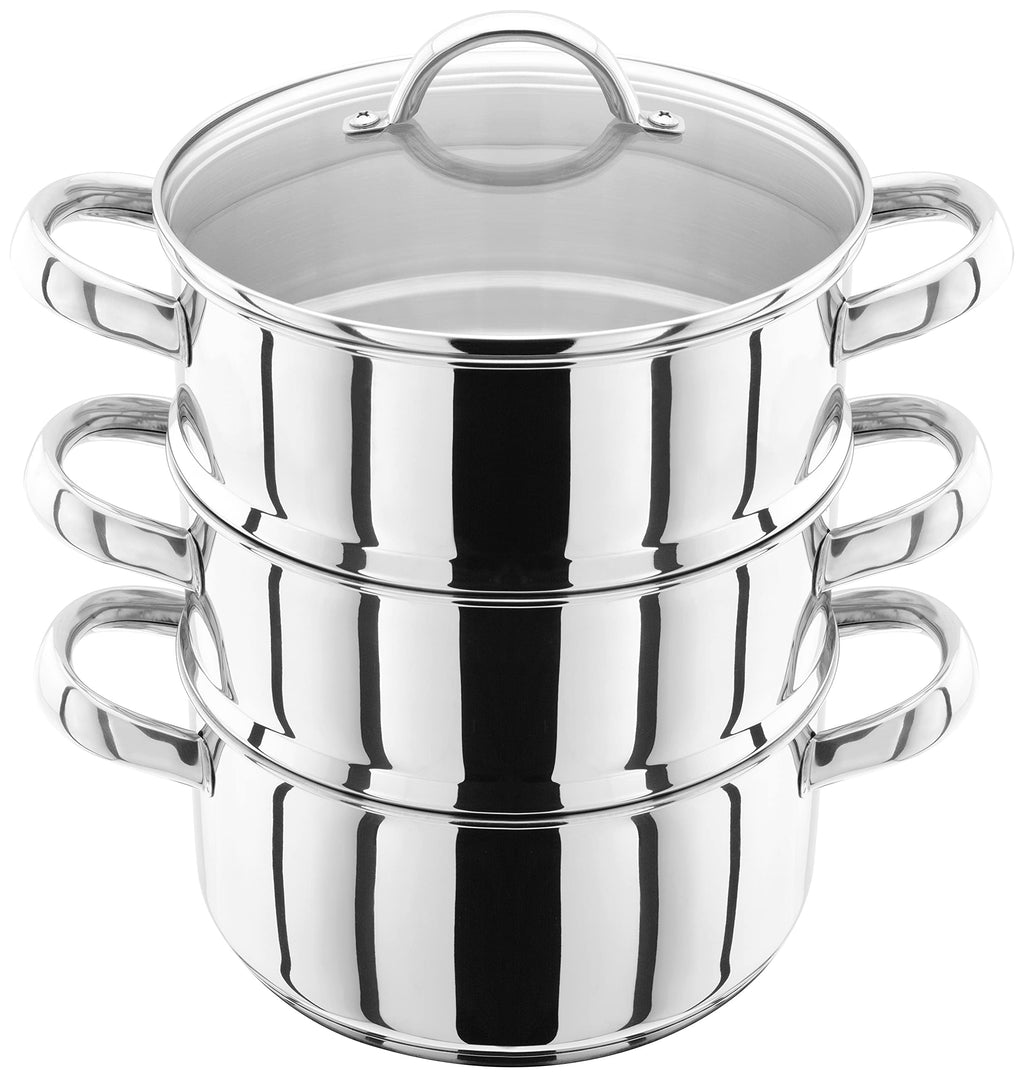 Judge 3 Tier Stainless Steel Steamer Set | 20cm Induction Casserole Pan