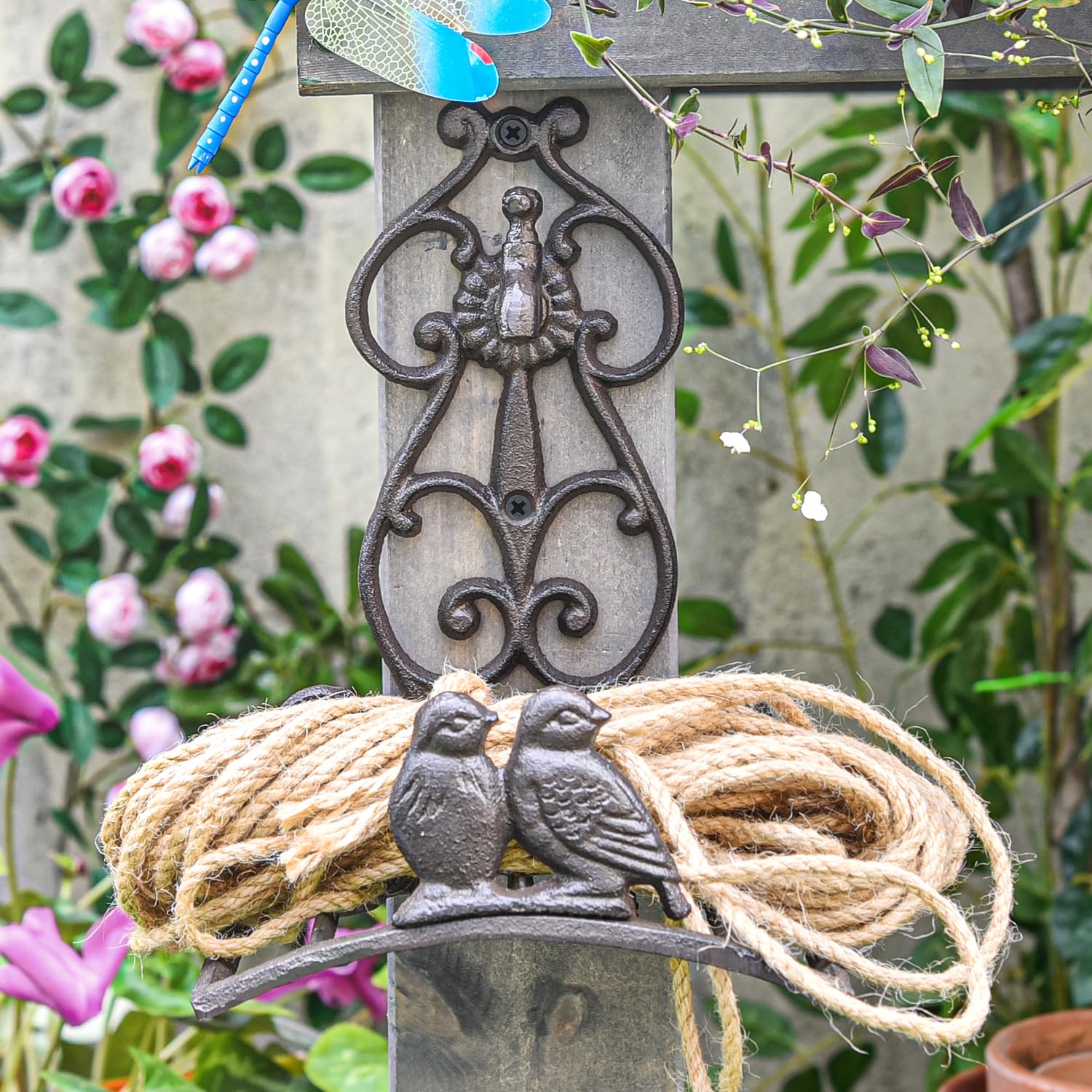 Cast Iron Garden Hose Holder – Vintage Bird Wall Mount Rack