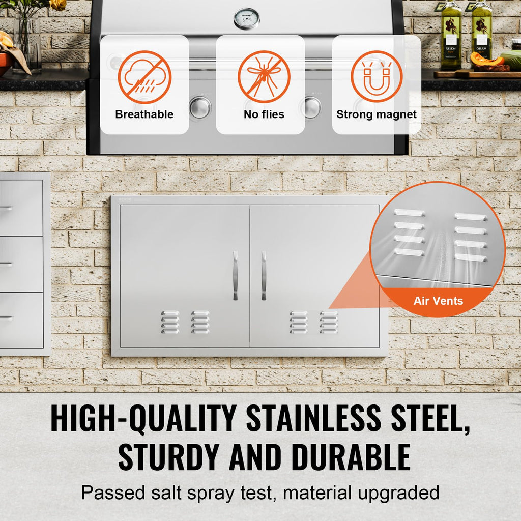 VEVOR 36x21" BBQ Access Door – Stainless Steel Double Outdoor Kitchen Door