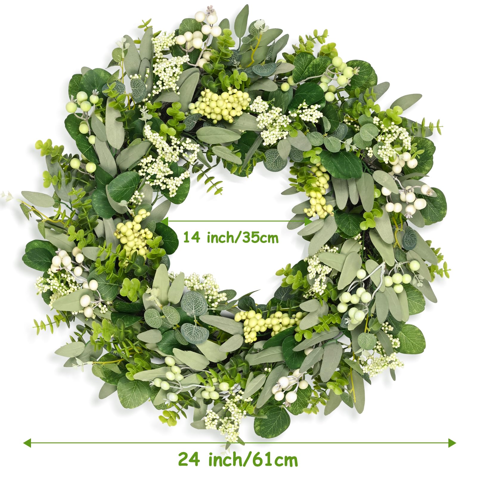 COLORSPEC 24-Inch Eucalyptus Boxwood Wreath for Front Door
