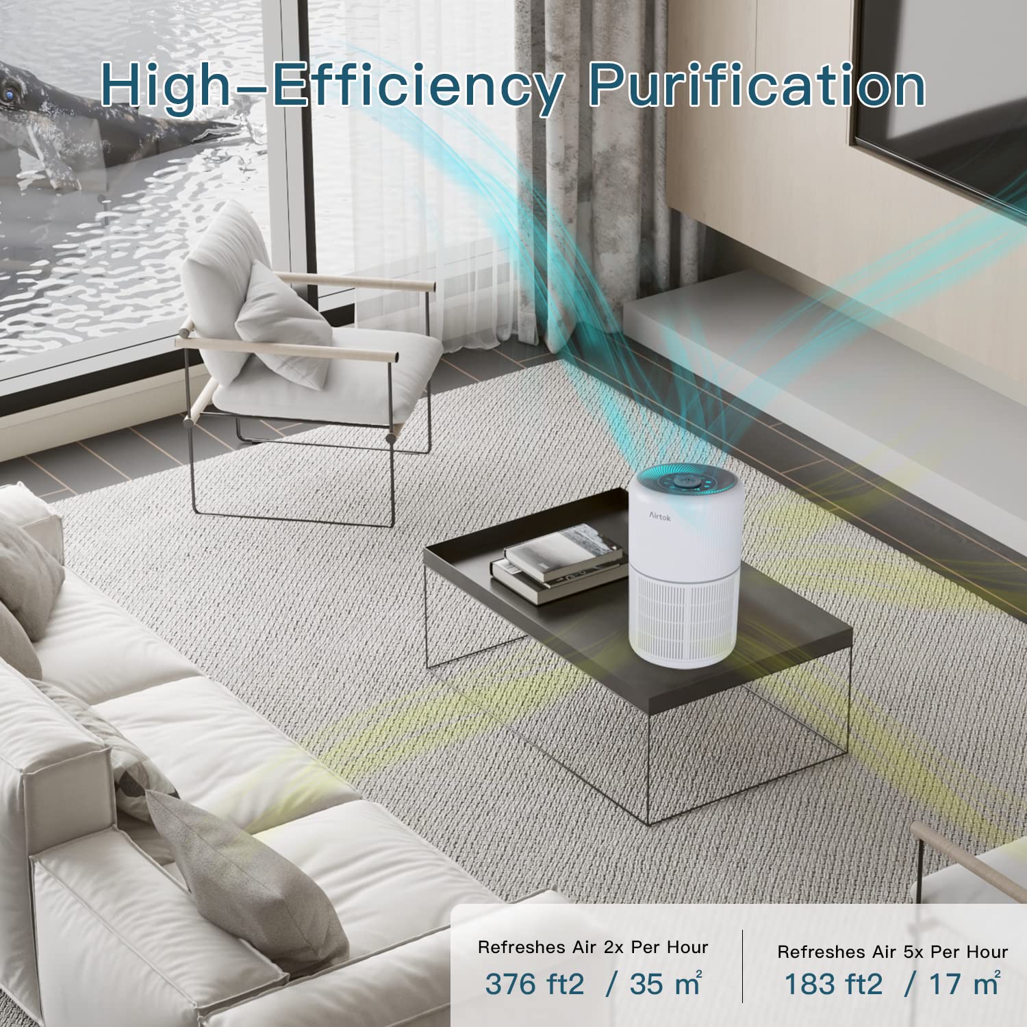 AIRTOK AP0601 Air Purifier for Home | H13 HEPA Filter & Aromatherapy