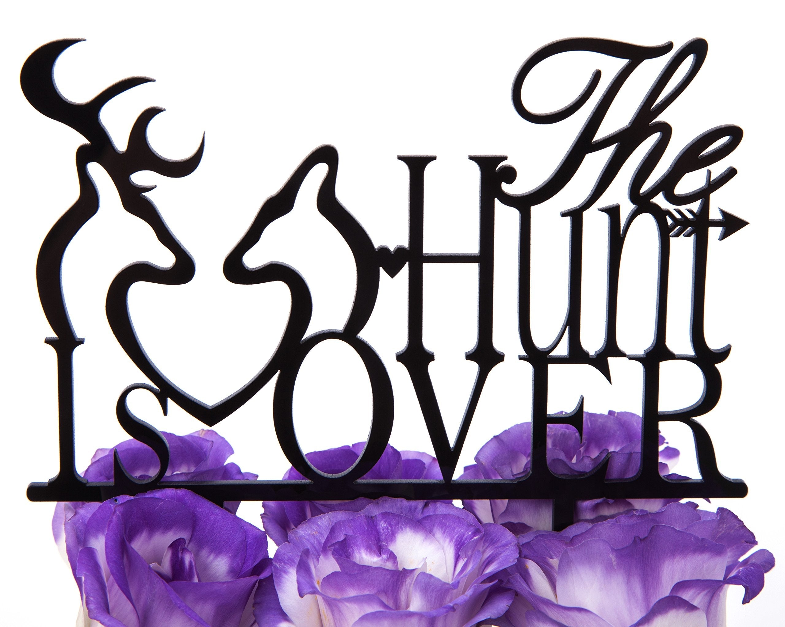 Buck and Doe Deer Wedding Cake Topper - Black Acrylic