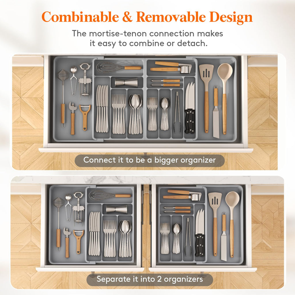 Lifewit Extra Large Cutlery Drawer Organiser | Expandable Utensil Tray