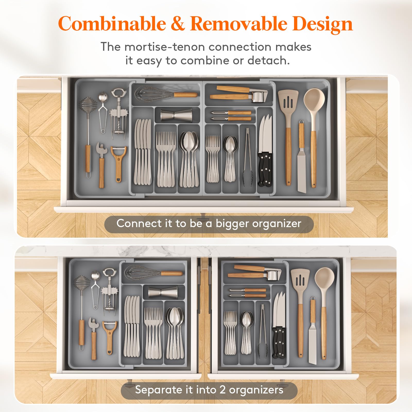 Lifewit Extra Large Cutlery Drawer Organiser | Expandable Utensil Tray