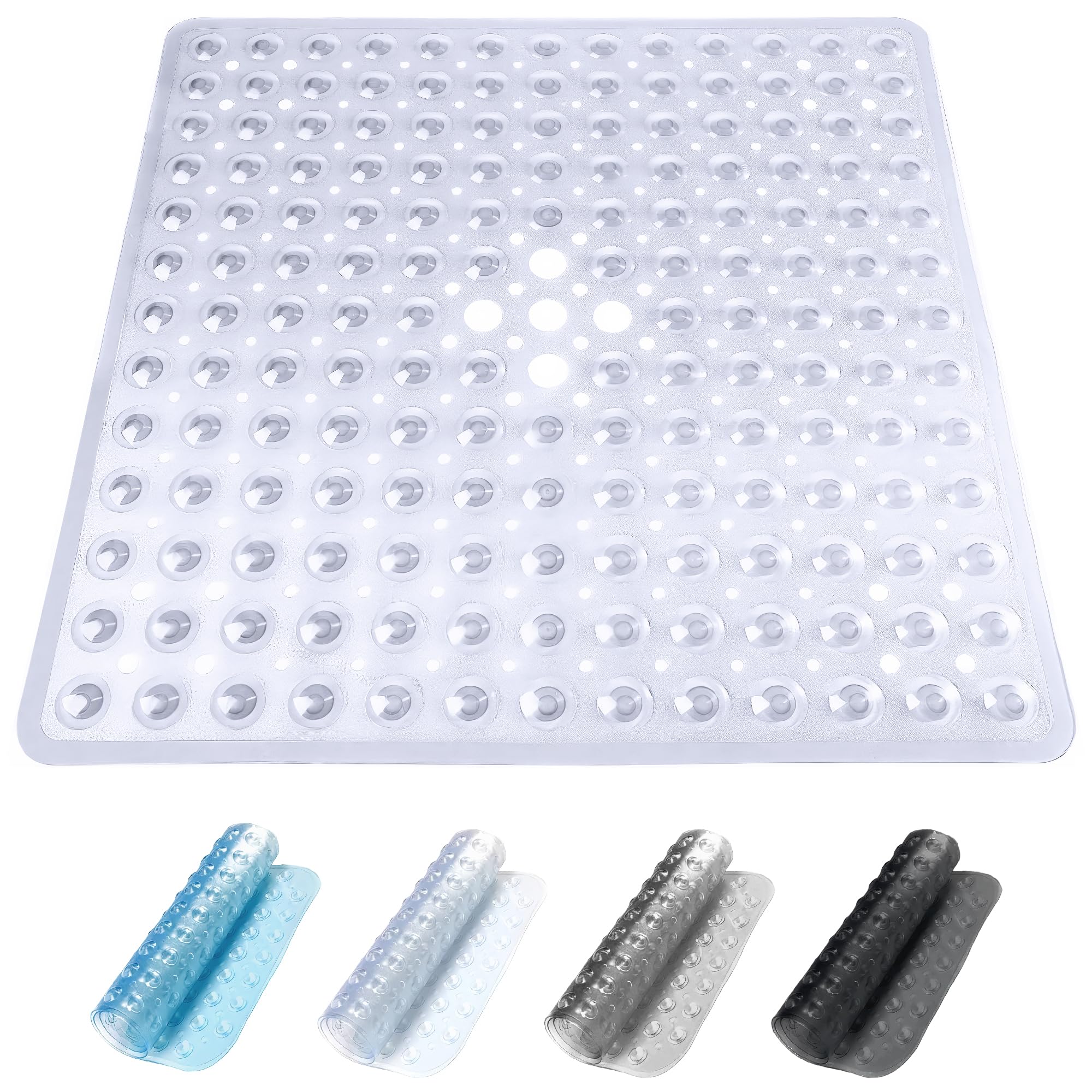 ADOV Non-Slip Shower Mat – 53x53cm Square Rubber Bathroom Mat with Suction