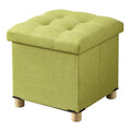 BRIAN & DANY Folding Storage Ottoman | Linen Foot Stool with Wood Legs